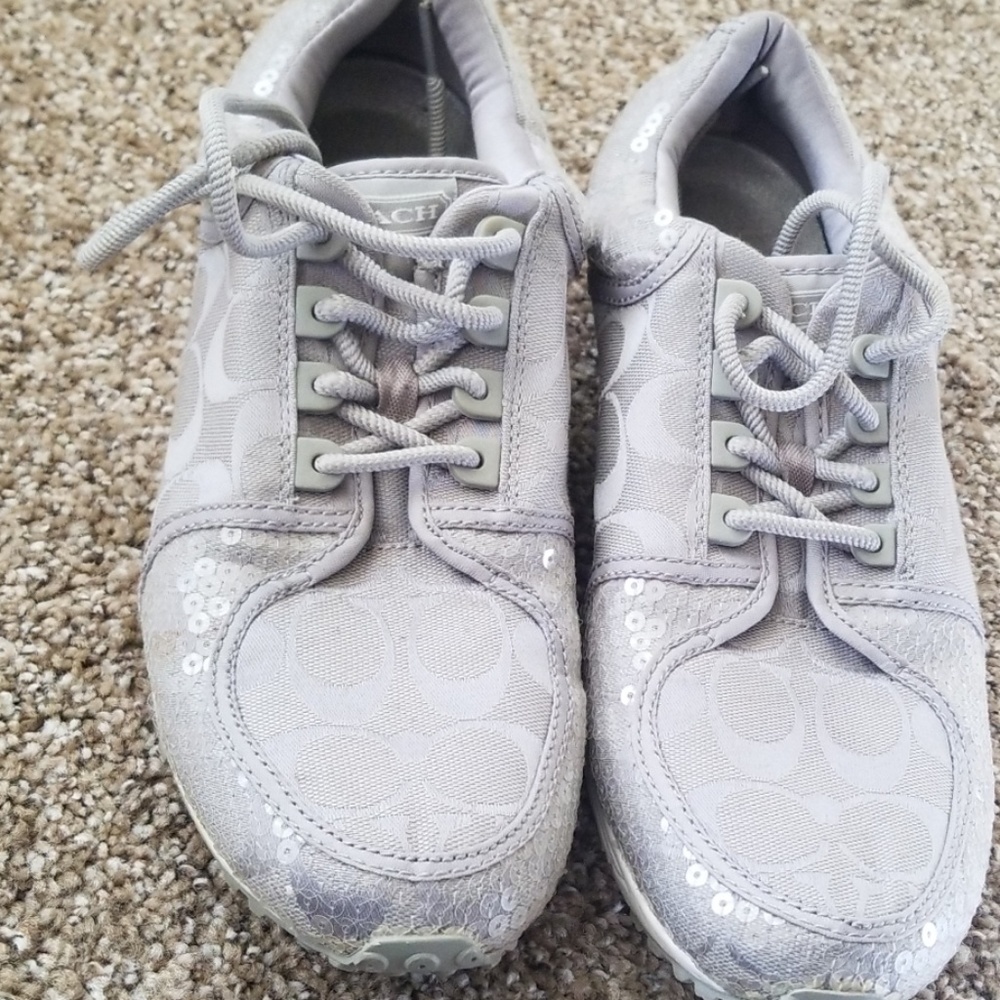 sequin /canvas grey coach sneakers